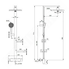 Ideal Standard ALU+ - Set de douche avec mitigeur, diamètre 26 cm, 2 jets, argenté BD584SI