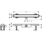 Hansgrohe RainDrain Compact - Caniveau de douche 60 cm pour insertion de carreaux, avec grille 56163000