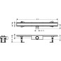 Hansgrohe RainDrain Compact - Caniveau de douche 80 cm, avec grille, acier inoxydable brossé 56178800