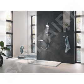 Grohe Rainshower SmartActive Cube - Set de douche de tête 130 9,5 l/min, 3 jets, barre 600 mm et flexible, blanc lunaire