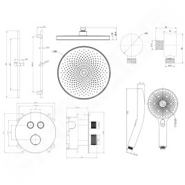 kielle Oudee - Set de douche avec mitigeur encastré, 2 sorties, avec accessoires et corps d’encastrement, chrome 20602SPT10