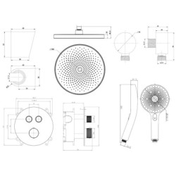 kielle Oudee - Set de douche avec mitigeur encastré, 2 sorties, avec accessoires et corps d’encastrement, chrome 20602SPT20