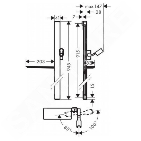 Hansgrohe Unica'E - Barre de douche 900 mm avec flexible de douche, blanc/ chrome 27640400