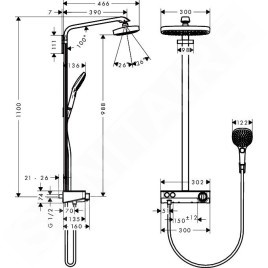 Hansgrohe Raindance Select E - Set de douche avec thermostat ShowerTablet, 300 mm, 2 jets, chrome 27126000