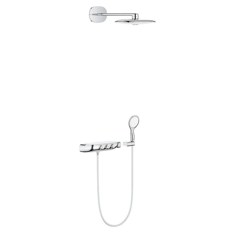 Grohe Rainshower SmartControl - Set de douche Duo encastré avec thermostat, 360 mm, blanc lunaire 26443LS0