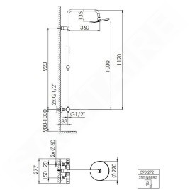 Steinberg 390 - Set de douche avec thermostat, diamètre 220 mm, noir 390 2721 S