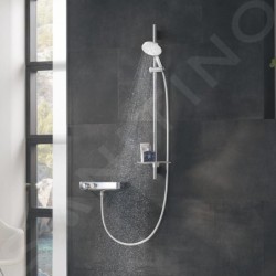 Grohe Rainshower SmartActive - Set de douche de tête 130 9,5 l/min, 3 jets, barre 900 mm et flexible, blanc lunaire 26579LS0