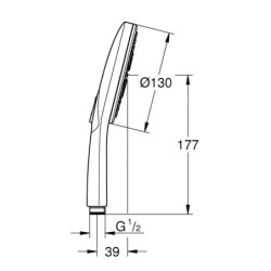 Grohe Rainshower SmartActive - Douche de tête 130, 3 jets, blanc lunaire 26544LS0