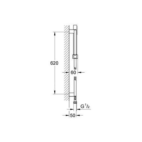 Grohe Euphoria Cube+ - Colonne de douche métallique, 1 jet, 600 mm, chrome 27891000