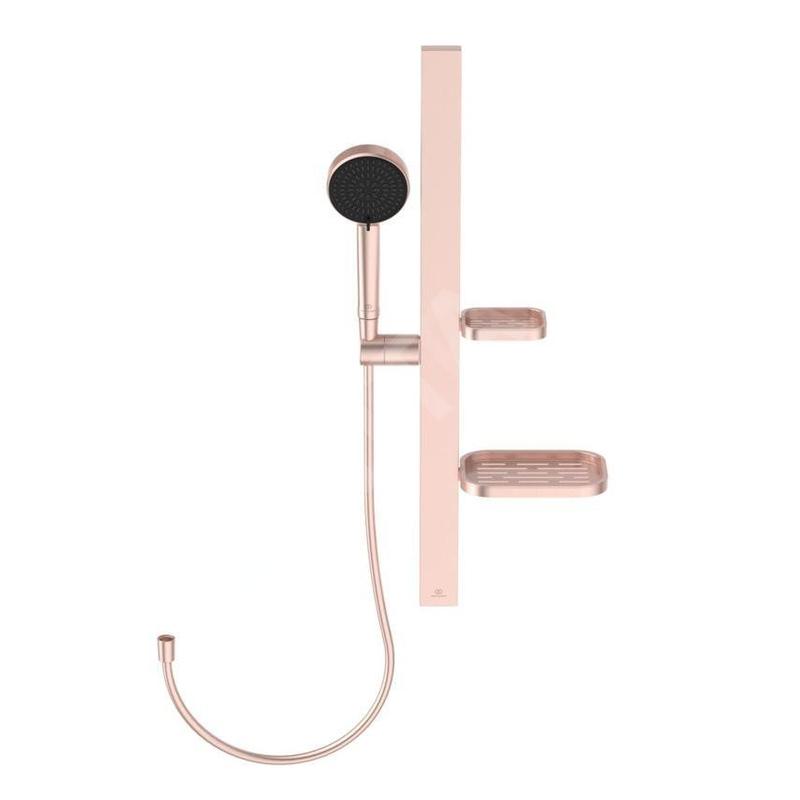 Ideal Standard ALU+ - Set de pommeau de douche, barre et flexible, 2 jets, rosé BD586RO