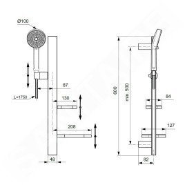 Ideal Standard ALU+ - Set de pommeau de douche, barre et flexible, 2 jets, rosé BD586RO