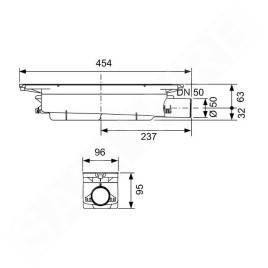 Tece TECEdrainprofile - Siphon pour profil de douche, bas, évacuation latérale DN50 673002