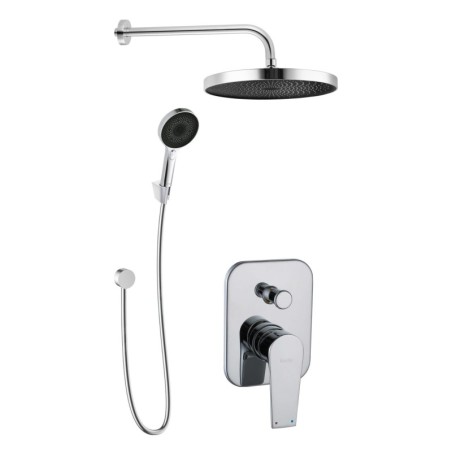 kielle Harmonia - Set de douche avec mitigeur encastré, 2 sorties, avec accessoires et corps d’encastrement, chrome 20623SP40