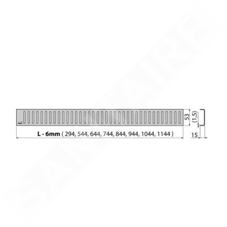 Alcadrain Grilles - Grille pour caniveau à douche linéaire 1150 mm, inox mat PURE-1150M