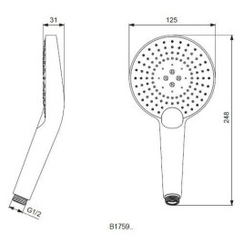 Ideal Standard Idealrain Evo Jet - Douchette manuelle Circle 125 mm, 3 jets, chrome B1759AA