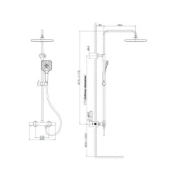 Sapho Dakar - Set de douche avec thermostat, 30x30 cm, 3 jets, or SZ139GB