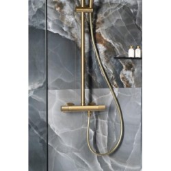 Sapho Dakar - Set de douche avec thermostat, 30x30 cm, 3 jets, or SZ139GB