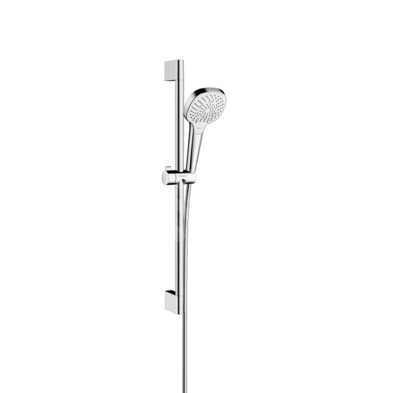 Hansgrohe Croma Select E - Set de douchette, 3 jets, barre et flexible, EcoSmart 9l/min, blanc/chrome 26581400
