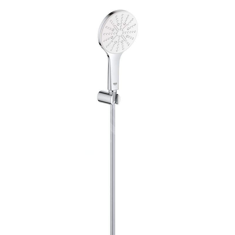Grohe Rainshower SmartActive - Set de douche de tête 130 9,5 l/min, 3 jets, support et flexible, blanc lunaire 26581LS0