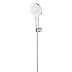 Grohe Rainshower SmartActive - Set de douche de tête 130 9,5 l/min, 3 jets, support et flexible, blanc lunaire 26581LS0
