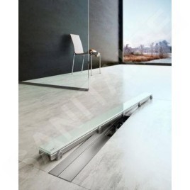 Alcadrain Grilles - Grille pour caniveau de douche 1150 mm, verre/blanc GL1200-1150