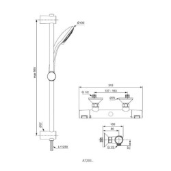 Ideal Standard CeraTherm - Colonne de douche T25 avec thermostat, 3 jets, chrome A7203AA