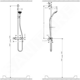 Hansgrohe Croma Select S - Set de douche SemiPipe Multi avec thermostat, blanc / chrome 27247400