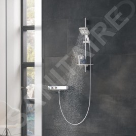 Grohe Rainshower SmartActive Cube - Set de douche de tête 130 6,8 l/min, 3 jets, barre 600 mm et flexible, chrome 26585000