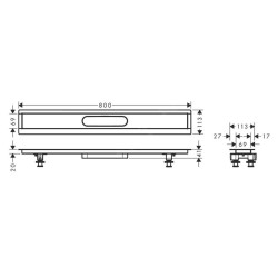 Hansgrohe uBox universal - Kit d'installation pour caniveaux de douche linéaires 800, inox 56012180