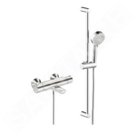 Hansa Basic - Colonne de douche avec mitigeur de baignoire thermostatique, 3 jets, chromé 55162131