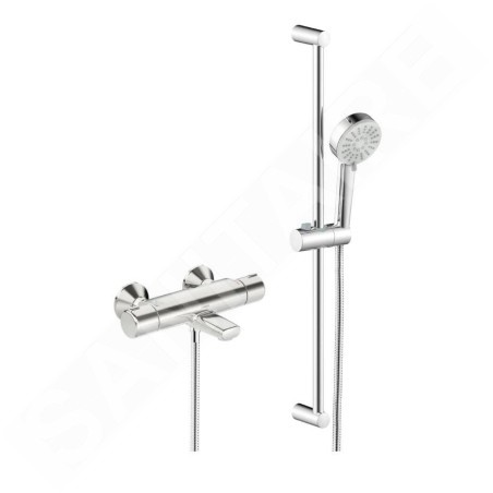 Hansa Basic - Colonne de douche avec mitigeur de baignoire thermostatique, 3 jets, chromé 55162131