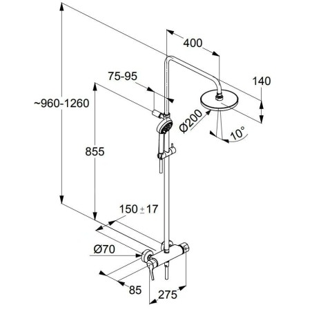Kludi Logo - Set de douche Dual Shower System avec mitigeur, 200 mm, chrome 6808505-00