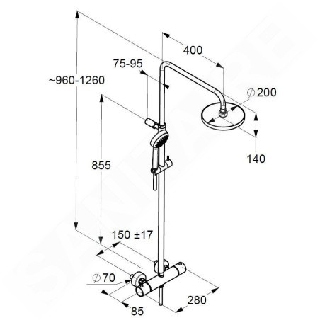 Kludi Logo - Set de douche Dual Shower System avec thermostat, 200 mm, chrome 6809505-00