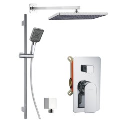 kielle Vega - Set de douche avec mitigeur encastré, 2 sorties, avec accessoires et le corps d’encastrement, chrome 20618SP10