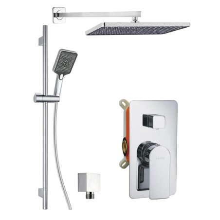 kielle Vega - Set de douche avec mitigeur encastré, 2 sorties, avec accessoires et le corps d’encastrement, chrome 20618SP10