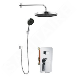 kielle Vega - Set de douche avec mitigeur encastré, 2 sorties, avec accessoires et corps d’encastrement, chrome 20618SP40