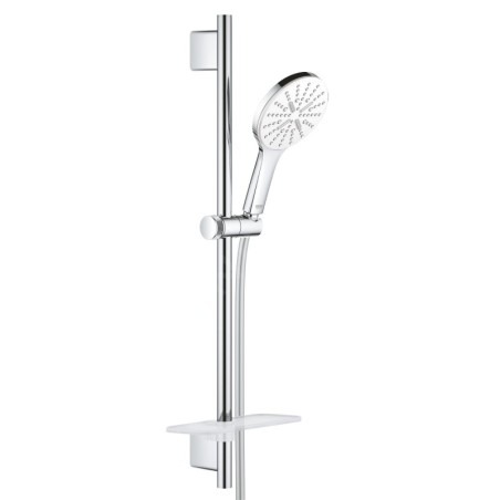 Grohe Rainshower SmartActive - Set de douche de tête 130, 3 jets, barre 600 mm et flexible, blanc lunaire 26576LS0