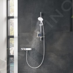 Grohe Rainshower SmartActive - Set de douche de tête 130, 3 jets, barre 600 mm et flexible, blanc lunaire 26576LS0