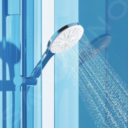Grohe Rainshower SmartActive - Set de douche de tête 130, 3 jets, barre 600 mm et flexible, blanc lunaire 26576LS0
