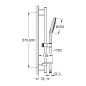 Grohe Rainshower SmartActive - Set de douche de tête 150, 3 jets, barre 600 mm et flexible, blanc chrome 26591000
