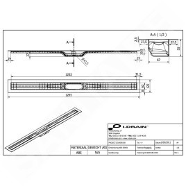 I-Drain Linear 54 - Caniveau de douche ABS avec étanchéité, longueur 1200 mm IDABS4M12001X1