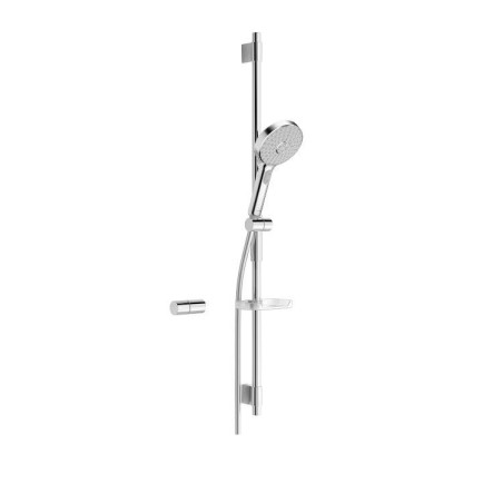 Hansa Activejet - Set de douche avec flexible, barre et douchette, 3 jets, gris clair/chrome 84370130