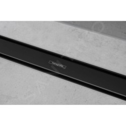 Hansgrohe RainDrain Match - Caniveau de douche linéaire avec grille en inox 700, avec cadre réglable en hauteur, noir mat