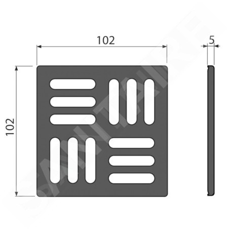 Alcadrain Grilles - Grille 102x102 mm, noir mat MPV004-BLACK