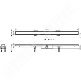 Hansgrohe RainDrain Compact - Caniveau de douche 120 cm pour insertion de carreaux, avec grille 56173000