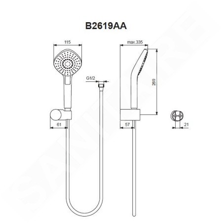 Ideal Standard Idealrain Evo Jet - Set de pommeau de douche, 3 jets, support et flexible, chrome B2619AA
