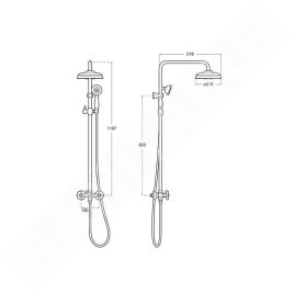 Roca Carmen - Ensemble de douche avec mitigeur, diamètre 216 mm, 1 jet, chrome A5A974BC00