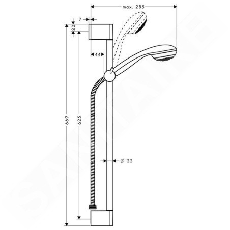 Hansgrohe Crometta 85 - Set de douche Green 1 jet/barre murale Unica’Crometta 0,65 m, chrome 27652000