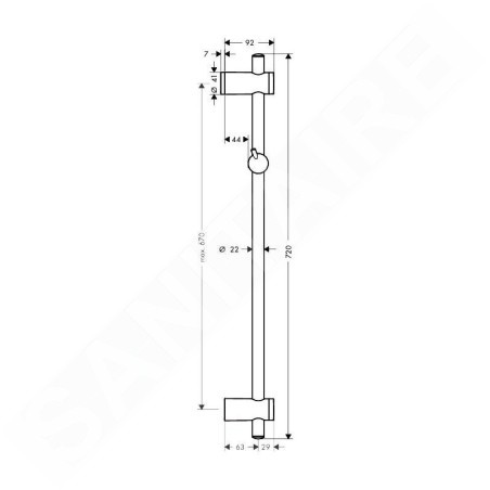Hansgrohe Unica - Barre de douche, hauteur : 720 mm, chrome 27704000