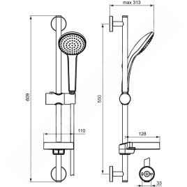Ideal Standard Idealrain - Colonne de douche 100, 1 jet, chrome B9412AA